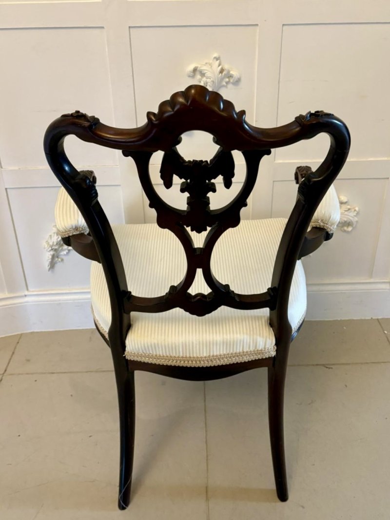 Antique Victorian Quality Carved Mahogany Desk Chair - Image 3